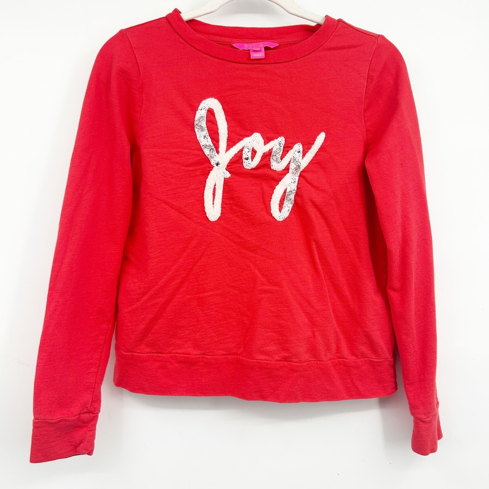 Lilly Pulitzer Womens Rami Joy Embellished Holiday Preppy Sweatshirt Size XS Red
